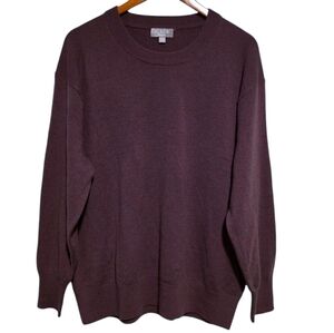 J. Crew Cashmere Relaxed Crewneck Sweater in Dark Purple Size Medium